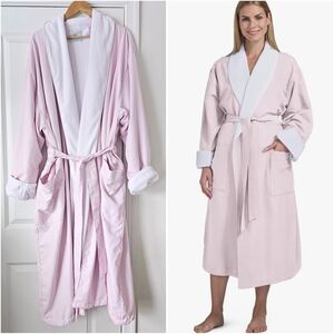 💗 Boca Terry Microfiber French Terry Lined Bathrobe | Pink Spa Robe | 4XL